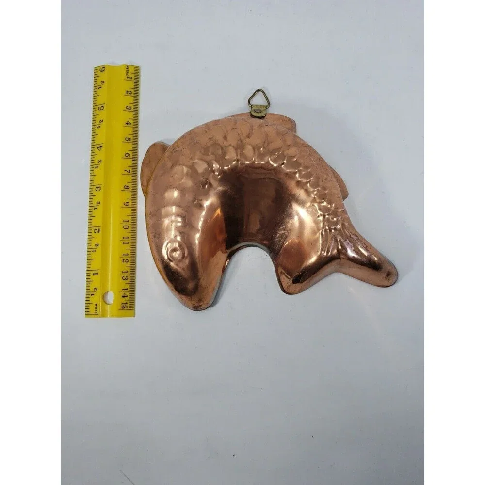 Vintage Metal Fish Mold Hanging Wall Decor Made In Korea Small Copper Color